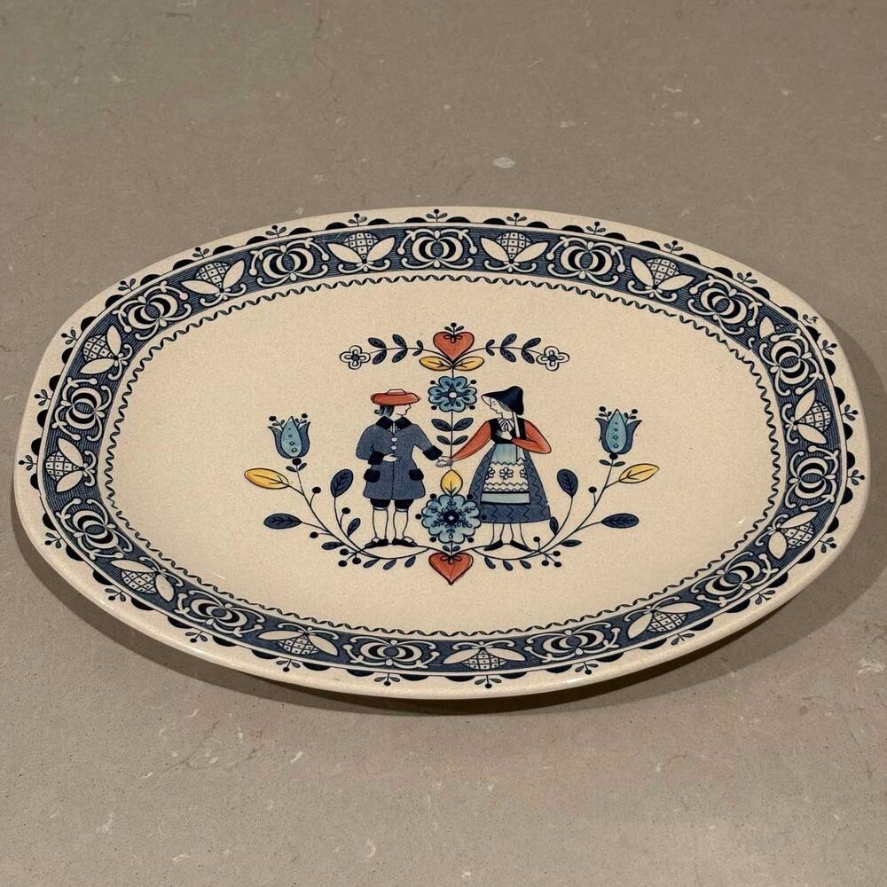 Johnson Bros Hearts & Flowers Oval Serving Platter Old Granite Staffordshire
